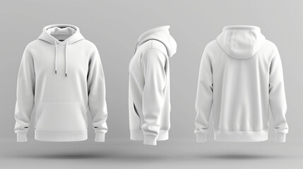 Wall Mural - mock up plain white hoodie, seen from the front and back, Ai Generated Images