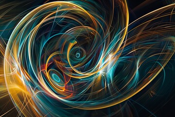 Canvas Print - Employ the image as a foundational element in digital artworks, design projects, and visual compositions. The vibrant luminous lines and swirling circles lend a high - tech touch to any creation.