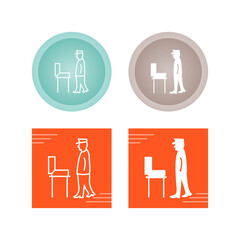 Sticker - Guard Checking Briefcase Vector Icon