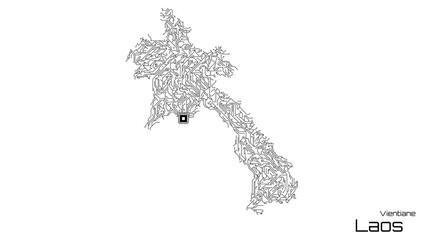laos, with its capital city of vientiane, is represented as a microchip with a central processing un