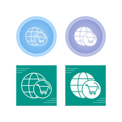 Sticker - World Cart Vector Icon