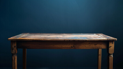 Wall Mural - Wooden table with dark blue background