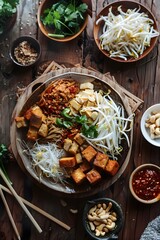 Wall Mural - 
ingredients, preparation method, and cultural significance of ketoprak, a traditional Indonesian dish made with rice noodles, tofu, bean sprouts, and peanut sauce