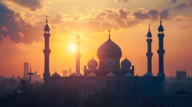 mosque in sunset