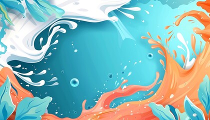 Wall Mural - A colorful water splashing out of the water