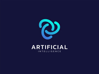 Wall Mural - artificial intelligence with chainlink network technology analysis twisted infinity logo vector desi