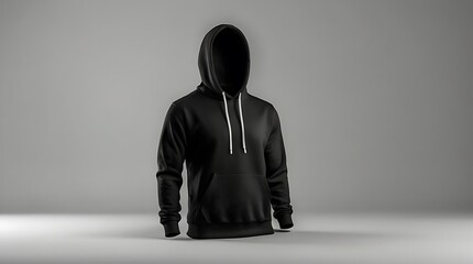 Blank hoodie mockup .Blank sweatshirt black color preview template front and back view on white background. crew neck mock up isolated on white background. Premium cloth collection.	