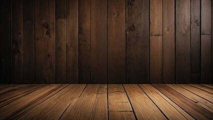 Brown wooden wall texture background or Empty old wooden product backdrop