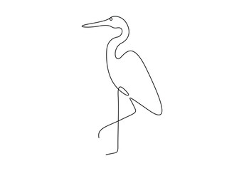 Wall Mural - Heron in one continuous line drawing vector illustration