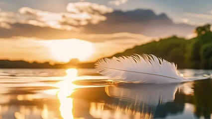 A feather on lake surface 