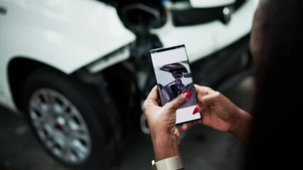 Canvas Print - Person Taking Picture Of Damaged Car