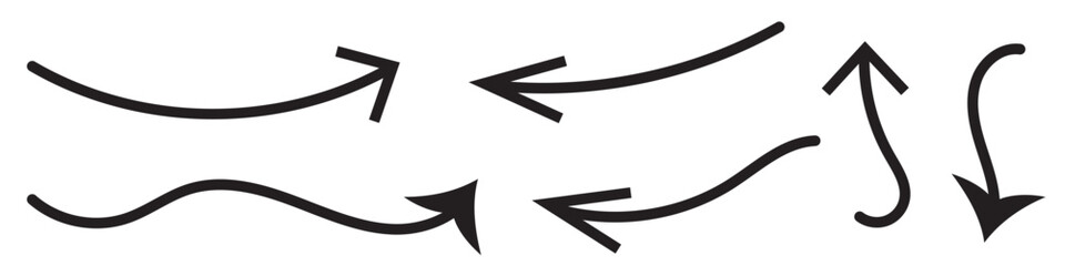 Wall Mural - straight long arrow, left thin line, black cursor, horizontal element, thick pointer vector icon iso