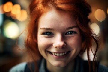 Canvas Print - smiling young woman with red hair