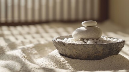 Poster - Zen stones and pebbles in a tranquil setting