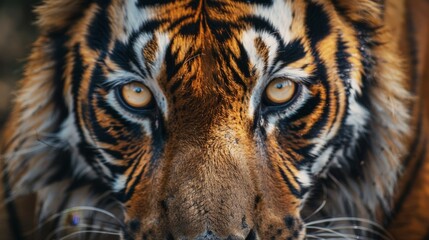 Canvas Print - Intense tiger eyes staring intensely