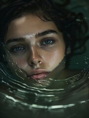 Poster - Mysterious woman submerged in water