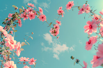 Wall Mural - delicate floral pattern with butterflies and blossoms in a vintage style