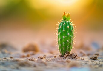 Sticker - Vibrant cactus in desert landscape