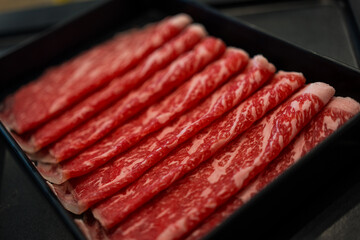 Wall Mural - The slices of beef for shabu-shabu