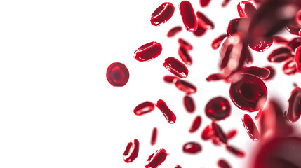 Poster - Red blood cells flowing on white background