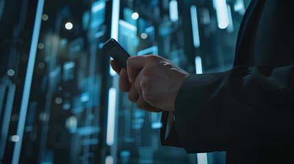 Wall Mural - cybersecurity and privacy concepts to protect data. businessman use smartphone with cyber security t