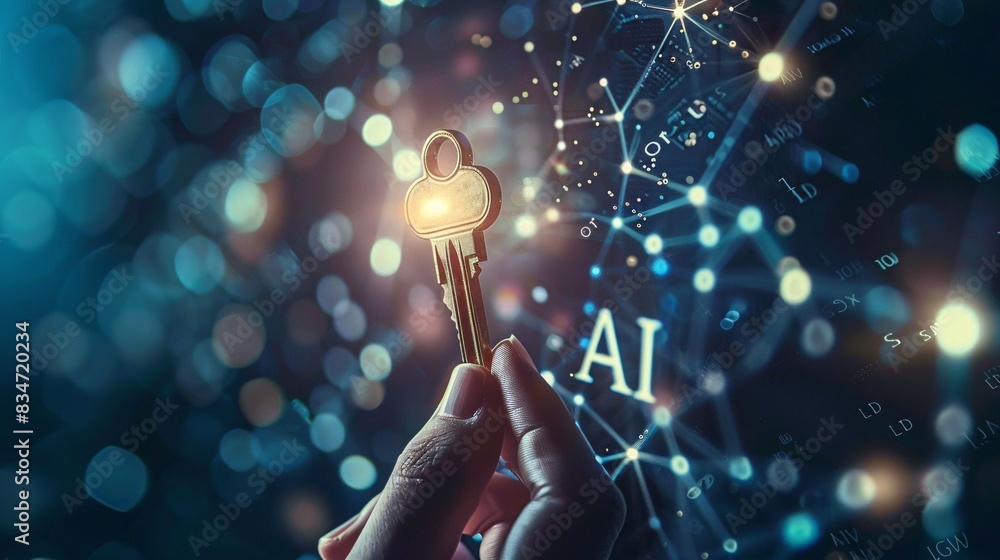 Unlock the capabilities of the AI concept with the help of a key and ...