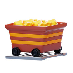 Mining Cart 3D Icon. Gold Mine Cart 3D Icon