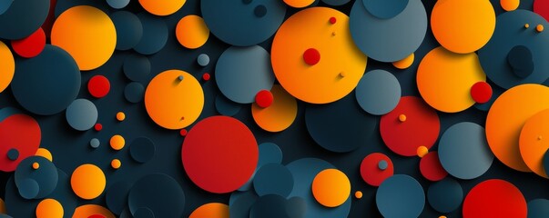 Fototapete - Colorful circles and shapes on a dark background, abstract design