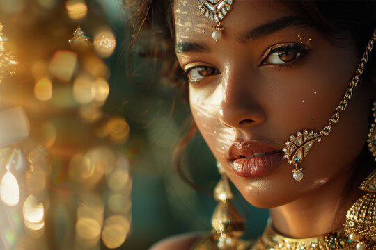 young beautiful Indian woman with jewelry
