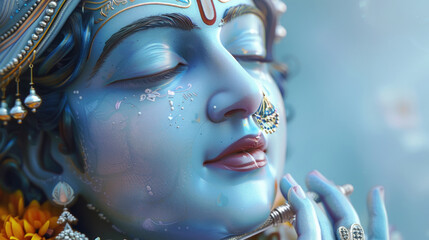 Wall Mural - close up view of god krishna statue