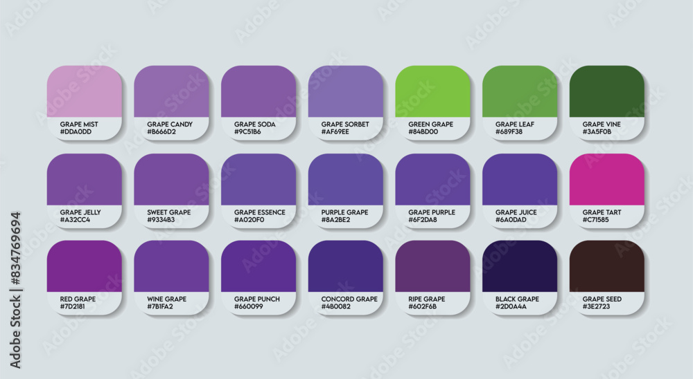 Grape Ripeness Color Gradient Стоковое векторное изображение «Grape Purple Color Palette with Color ...