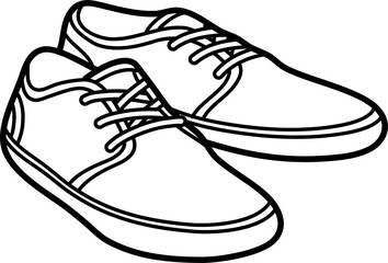 Poster - CANVAS SNEAKERS vector outline illustration