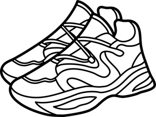 Canvas Print - CHUNKY SNEAKERS vector outline illustration