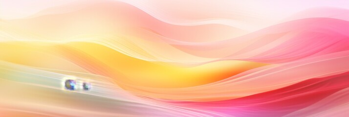 Wall Mural - Abstract background with flowing pink, orange, and yellow gradients, horizontal image with soft, blur wavy lines and a light, airy feel, ideal for a banner with space for text

