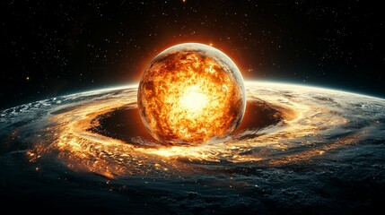 Wall Mural - a planet with a large crater in the middle of it