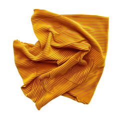 Wall Mural - A piece of corduroy fabric in mustard yellow, isolated on transparent background.