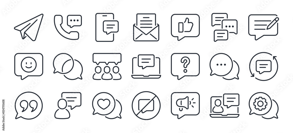 Message, talk, chat, speech bubble, sms, dialogue editable stroke ...