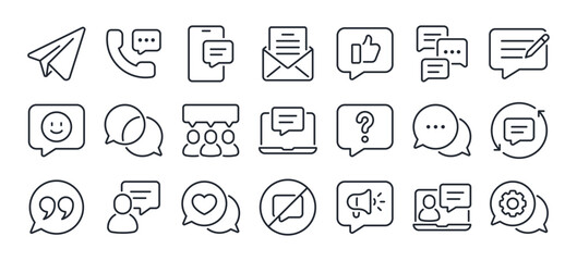 Wall Mural - message, talk, chat, speech bubble, sms, dialogue editable stroke outline icon isolated on white bac