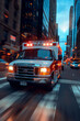 © ChubbyCat - A motion blur ambulance rushing for emergency healthcare services concept.