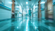 © ChubbyCat - Dynamic hospital corridor with doctor and patient in motion blur.