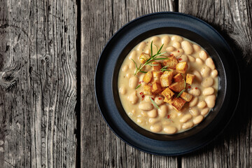 Poster - rosemary garlic creamy white bean soup in bowl