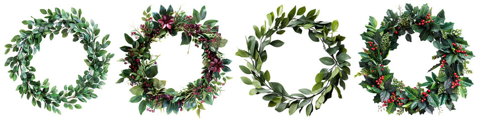 Canvas Print - Set of beautifully crafted wreathes, cut out