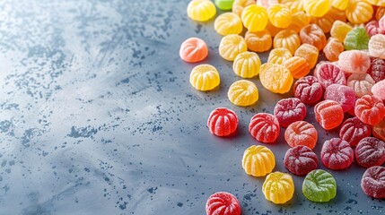 Jelly candies on the background with copy space