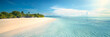 © john - Sand spit of a tropical island stretching into the distance. Beautiful sunny summer landscape with white sand beach.