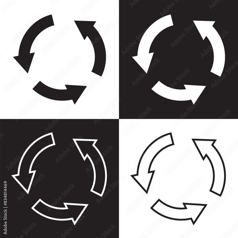 Circular Counterclockwise Arrows vector icon isolated on white and ...