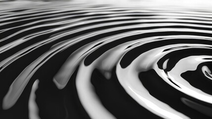 Wall Mural - Relax black and white stripe 3D animation moving in a ripple pattern, Seamless loop animation.