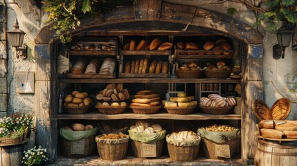 Wall Mural - A picturesque scene of a traditional bakery storefron