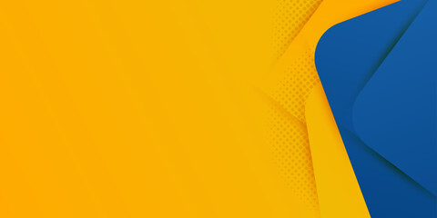 Wall Mural - Blue and yellow Banner concepts The overlapping blue and yellow elements. The design incorporates a halftone pattern, giving it a trendy and dynamic look