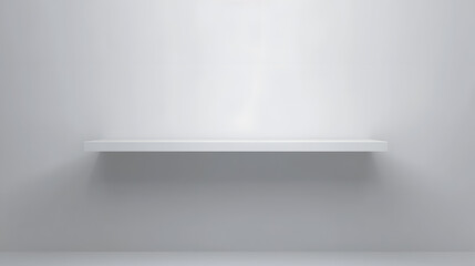 Poster - Universal minimalistic background for product presentation. White empty shelf on a light gray wall.