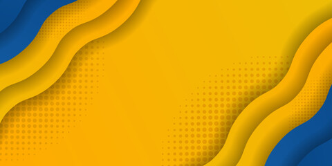 Wall Mural - The color combination of yellow and blue is visually appealing and attention-grabbing. The overlapping blue and yellow elements create a sense of depth and dimension